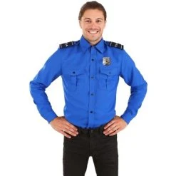 HalloweenCostumes.com Small Men Men's TSA Agent Blue Long Sleeved Costume Shirt, Black/Blue
