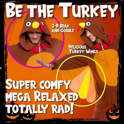 FUNZIEZ! - Thanksgiving Turkey Adult Unisex Novelty Union Suit 4 FUNZIEZ! - Thanksgiving Turkey Adult Unisex Novelty Union Suit - Image 2