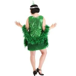 HalloweenCostumes.com Women's Plus Size Emerald Flapper Halloween Costume
