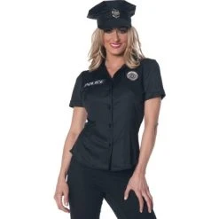 Underwraps Costumes Police Adult Women's Costume Fitted Shirt
