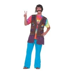 Forum Mens 60's Hippie Peace Vest Costume - One Size Fits Most - Brown