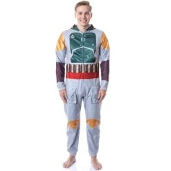 INTIMO Star Wars Mens' Boba Fett Hooded Costume Union Suit One-Piece Pajama Grey -Adult Halloween Costumes Shop GUEST 24cccab7 0c9d 4f36 8d7a e25af70184b0