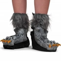 Skeleteen Adults Wolf Shoe Covers - Gray