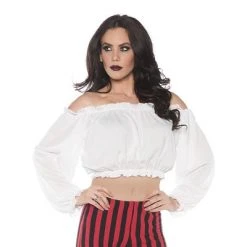 Underwraps Costumes Underwraps Pirate Crop Top Blouse White Women's Costume
