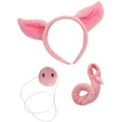 HalloweenCostumes.com One Size Fits Most Pig Nose Ears and Tail Set, Pink