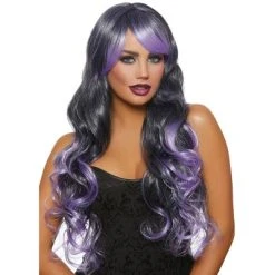 Dreamgirl Long Wavy Ombre Layered Wig (Black/Lavender)