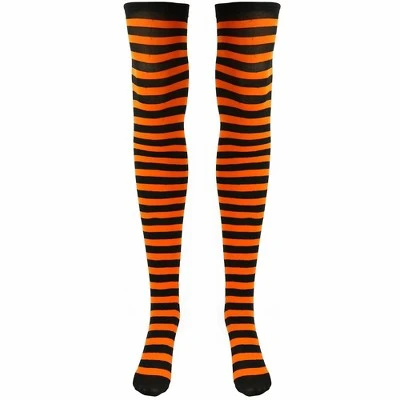 Skeleteen Womens Striped Knee Socks Costume Accessory - Orange and Black 3 Skeleteen Womens Striped Knee Socks Costume Accessory - Orange and Black