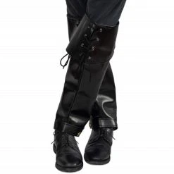 Skeleteen Faux Leather Boot Covers - Black