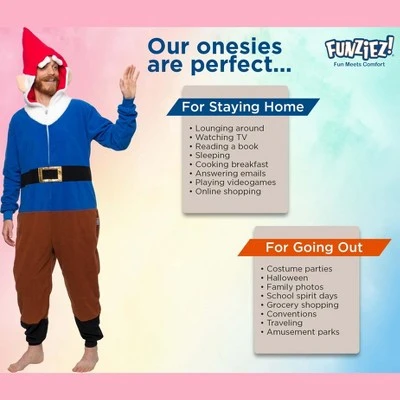 FUNZIEZ! - Garden Gnome Slim Fit Adult Unisex Novelty Union Suit 6 FUNZIEZ! - Garden Gnome Slim Fit Adult Unisex Novelty Union Suit - Image 4