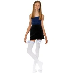 Skeleteen Bow Accent Thigh Highs - White