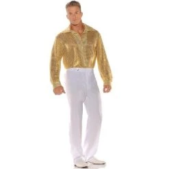 Underwraps Costumes Underwraps Gold Sequin Shirt Men's Costume