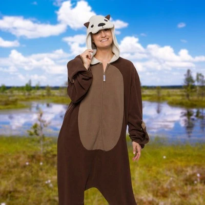 FUNZIEZ! Otter Adult Unisex Novelty Union Suit - Brown Otter 3 FUNZIEZ! Otter Adult Unisex Novelty Union Suit - Brown Otter