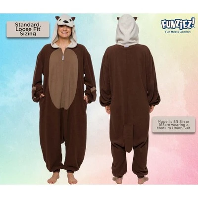 FUNZIEZ! Otter Adult Unisex Novelty Union Suit - Brown Otter 4 FUNZIEZ! Otter Adult Unisex Novelty Union Suit - Brown Otter - Image 2