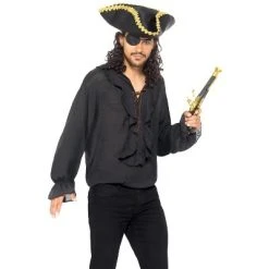 Smiffy's Smiffy Pirate Shirt Men's Costume (Black) -Adult Halloween Costumes Shop GUEST 5f35577a 44cc 4f2c 97d9 5359ce0f7ada 1