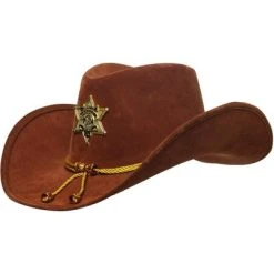 Underwraps Costumes Underwraps Brown Sheriff Hat with Gold Star & Tassels Adult Costume Accessory