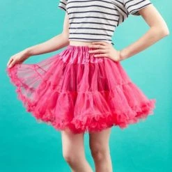 Zodaca Hot Pink Tutu Dress for Kids Halloween Costume, Girls Cute Short Petticoat Skirt, Size Large