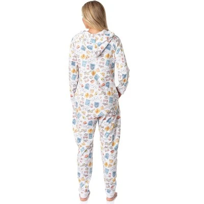 INTIMO Gilmore Girls Womens' Icons Luke's Diner Stars Hollow Sleep Union Suit White 4 INTIMO Gilmore Girls Womens' Icons Luke's Diner Stars Hollow Sleep Union Suit White - Image 2