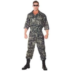 Halloween Express Men's Army Jumsuit Costume - Size XX Large - Green