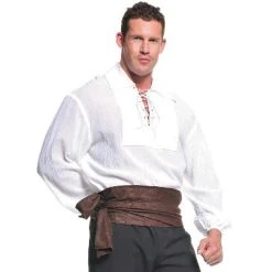 Halloween Express Men's Pirate Shirt Costume - Size One Size Fits Most - White