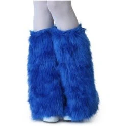HalloweenCostumes.com One Size Fits Most Adult Royal Blue Furry Boot Covers, Blue