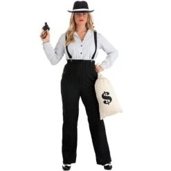 HalloweenCostumes.com Small Women 1920s Gangster Lady Costume, Black/White
