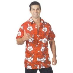 Halloween Express Men's Hawaiian Shirt Costume - Size One Size Fits Most - Red