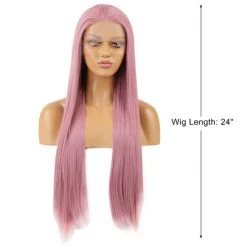 Unique Bargains Women's Long Straight Lace Front Wigs with Adjustable Wig Cap 24" 1 Pc