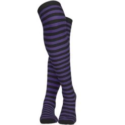 Skeleteen Womens Striped Knee Socks Costume Accessory - Purple and Black -Adult Halloween Costumes Shop GUEST 84425813 6206 4b19 b750 0eaf287f5a76