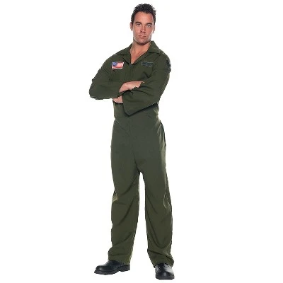 Halloween Express Men's Airforce Jumpsuit Costume - Size One Size Fits Most - Green 3 Halloween Express Men's Airforce Jumpsuit Costume - Size One Size Fits Most - Green