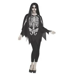 Fun World Womens Skeleton Pullover Costume - One Size Fits Most - Multicolored
