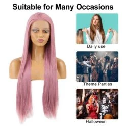 Unique Bargains Women's Long Straight Lace Front Wigs with Adjustable Wig Cap 24" 1 Pc -Adult Halloween Costumes Shop GUEST 8baf696a fe9b 4c8b 951e bb68e330a7ee
