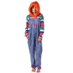 INTIMO Child's Play Mens' Chucky Good Guys Hooded Union Suit Costume Sleep Pajama Blue -Adult Halloween Costumes Shop GUEST 9597254d 8c22 477e 8148 00ba1052b09f