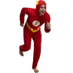 INTIMO DC Comics Mens' Superhero Character Hooded Union Suit Footless Pajamas Costume