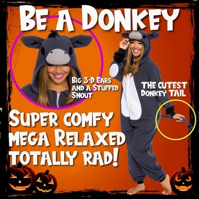 FUNZIEZ! - Donkey Women's Slim Fit Novelty Union Suit 4 FUNZIEZ! - Donkey Women's Slim Fit Novelty Union Suit - Image 2