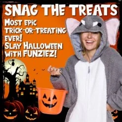 FUNZIEZ! High Pile Fleece Elephant Slim Fit Adult Unisex Novelty Union Suit