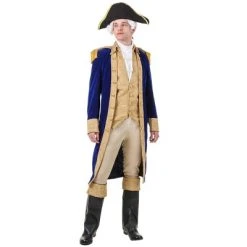 HalloweenCostumes.com Small Men Adult George Washington Costume, Blue/Orange/Blue