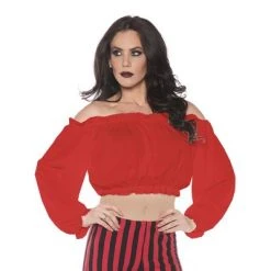 Underwraps Costumes Underwraps Pirate Crop Top Blouse Red Women's Costume