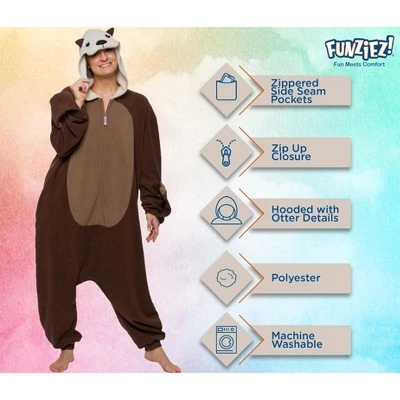 FUNZIEZ! Otter Adult Unisex Novelty Union Suit - Brown Otter 5 FUNZIEZ! Otter Adult Unisex Novelty Union Suit - Brown Otter - Image 3