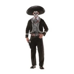Halloween Express Underwraps Mens Day of the Dead Mariachi Costume - One Size Fits Most - Black