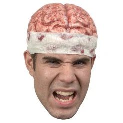 Halloween Express Ghoulish Adult Exposed Brain Cap Costume Mask - - Pink