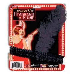 Forum Novelties Women's Black Sequin Flapper Headband with Feather