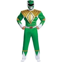 Disguise Mens Power Rangers Classic Green Ranger Muscle Costume - Large/X Large - Green