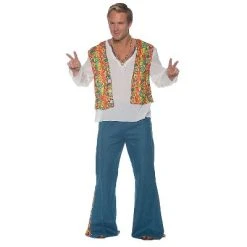 Underwraps Adult Flower Hippie Vest Costume - Large/X Large - Yellow