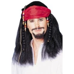Franco Buccaneer Wig with Bandana (Black)