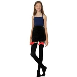 Skeleteen Bow Accent Thigh Highs - Red and Black