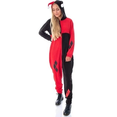 INTIMO DC Comics Women's Harley Quinn Costume One Piece Union Suit Pajama Outfit 5 INTIMO DC Comics Women's Harley Quinn Costume One Piece Union Suit Pajama Outfit - Image 3