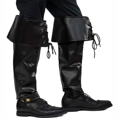 Skeleteen Faux Leather Boot Covers - Black 4 Skeleteen Faux Leather Boot Covers - Black - Image 2